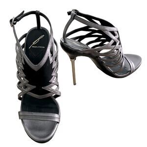 Brian Atwood Pumps Marseille Gladiator Metal Heels  Sandals Shoes 7.5- 38